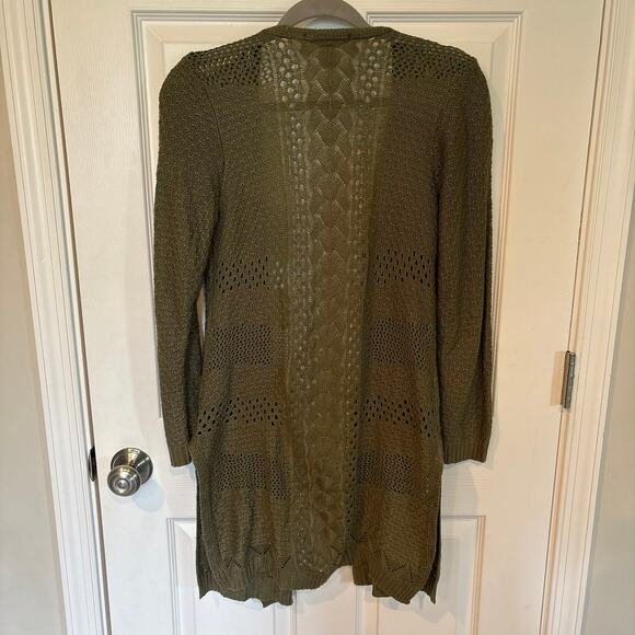 99 Jane Street Open Front Cardigan Olive Green Small - Picture 10 of 12